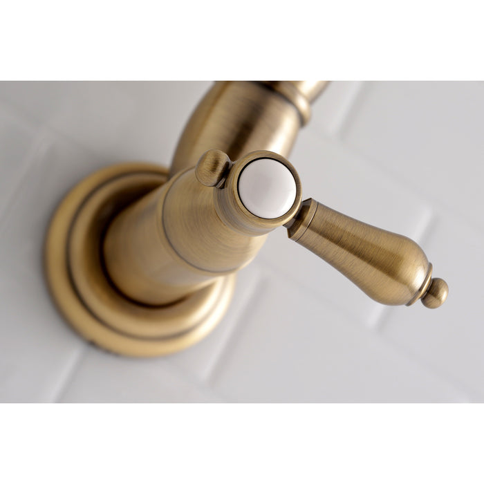 Heirloom KS3103BAL Two-Handle 1-Hole Wall Mount Pot Filler, Antique Brass