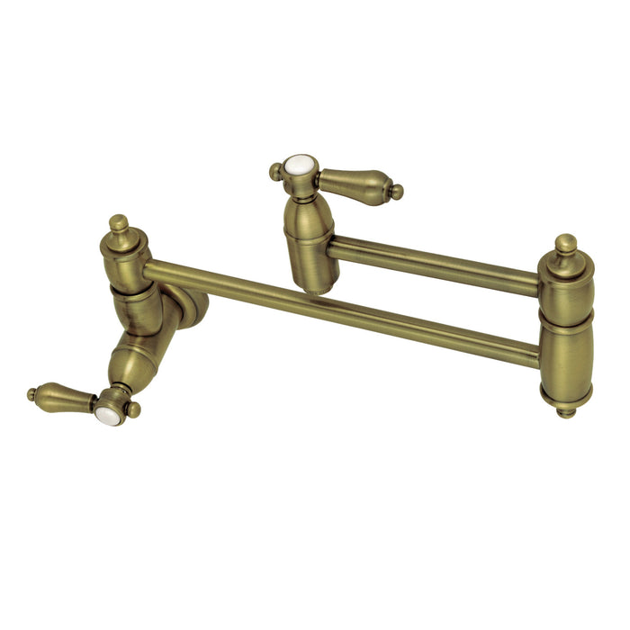 Heirloom KS3103BAL Two-Handle 1-Hole Wall Mount Pot Filler, Antique Brass