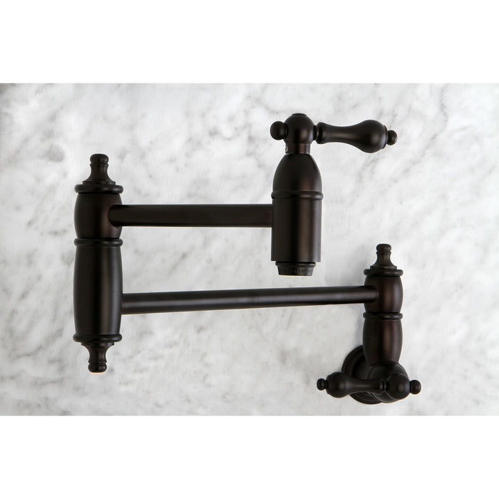 Restoration KS3105AL Two-Handle 1-Hole Wall Mount Pot Filler, Oil Rubbed Bronze