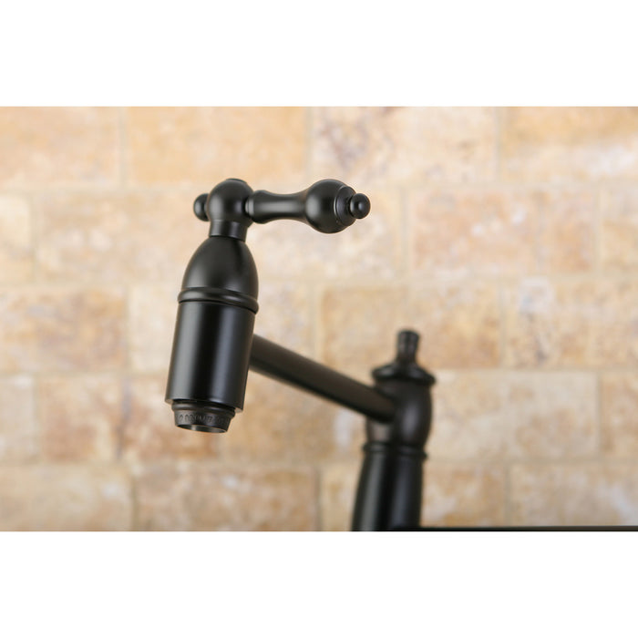 Restoration KS3105AL Two-Handle 1-Hole Wall Mount Pot Filler, Oil Rubbed Bronze