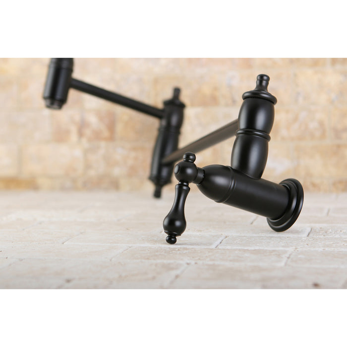 Restoration KS3105AL Two-Handle 1-Hole Wall Mount Pot Filler, Oil Rubbed Bronze