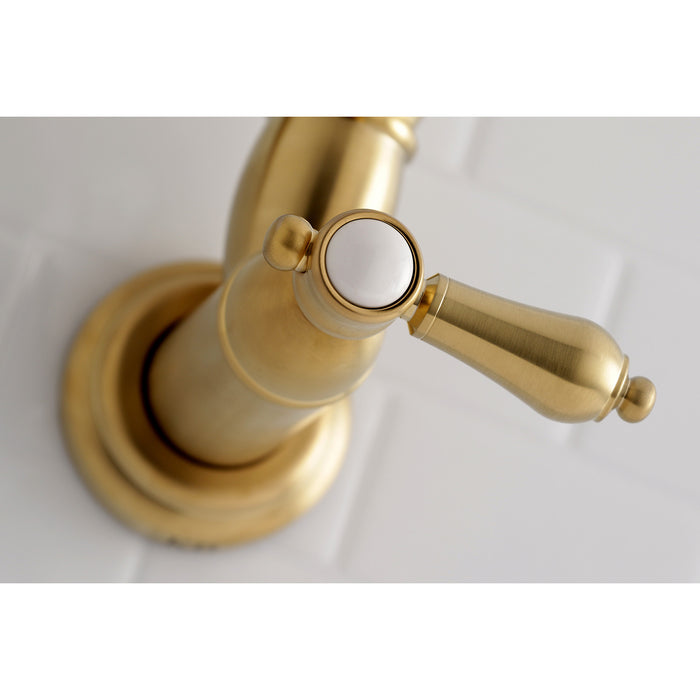 Heirloom KS3107BAL Two-Handle 1-Hole Wall Mount Pot Filler, Brushed Brass