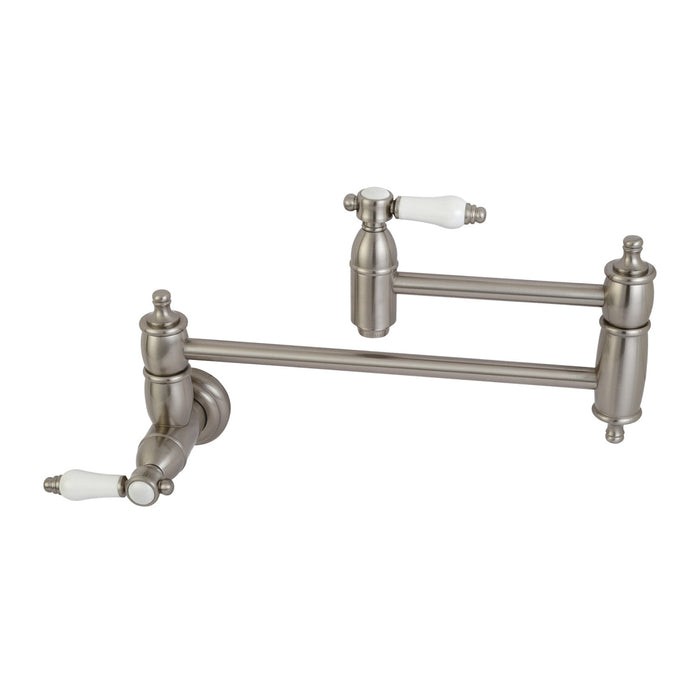 Bel-Air KS3108BPL Two-Handle 1-Hole Wall Mount Pot Filler, Brushed Nickel