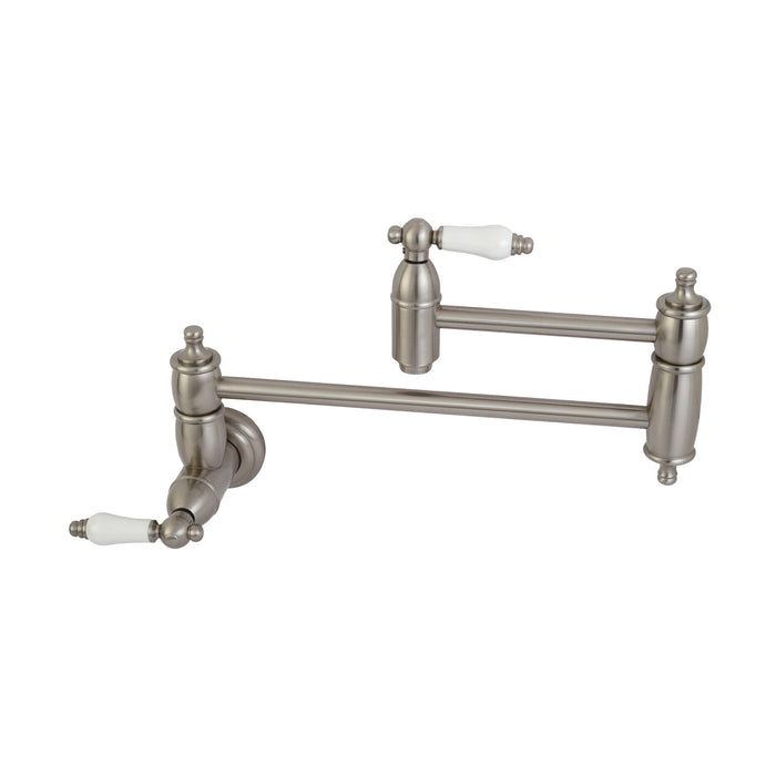 Restoration KS3108PL Two-Handle 1-Hole Wall Mount Pot Filler, Brushed Nickel