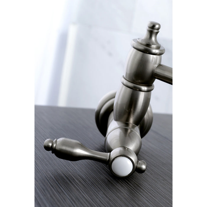 Tudor KS3108TAL Two-Handle 1-Hole Wall Mount Pot Filler, Brushed Nickel