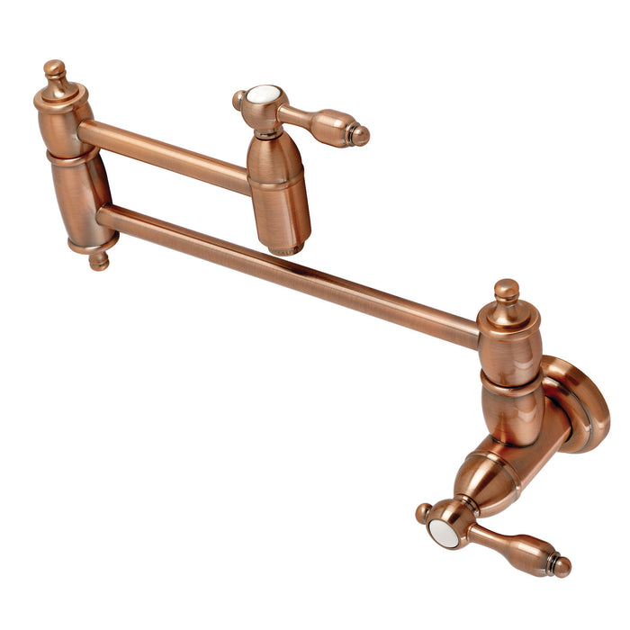 Tudor KS310TALAC Two-Handle 1-Hole Wall Mount Pot Filler, Antique Copper