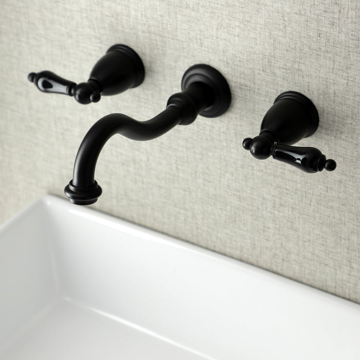 Duchess KS3120PKL Double-Handle 3-Hole Wall Mount Bathroom Faucet, Matte Black