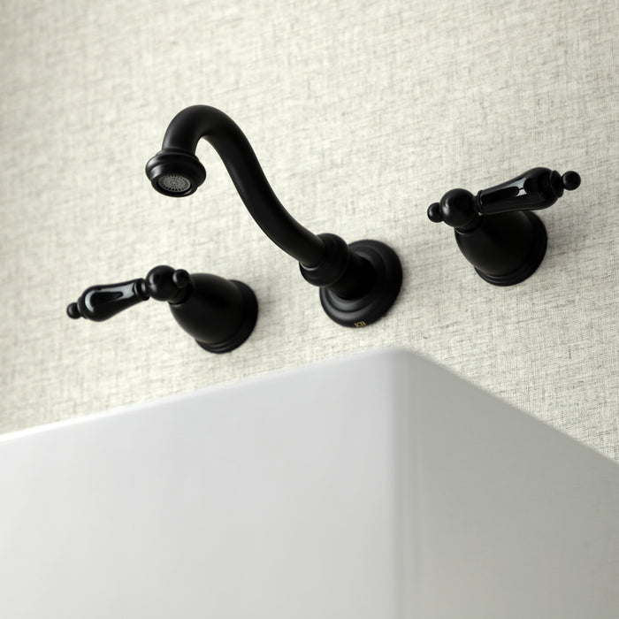 Duchess KS3120PKL Double-Handle 3-Hole Wall Mount Bathroom Faucet, Matte Black