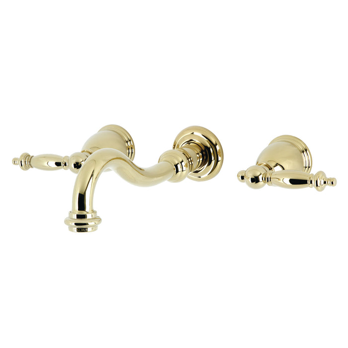 Templeton KS3122TL Double-Handle 3-Hole Wall Mount Bathroom Faucet, Polished Brass