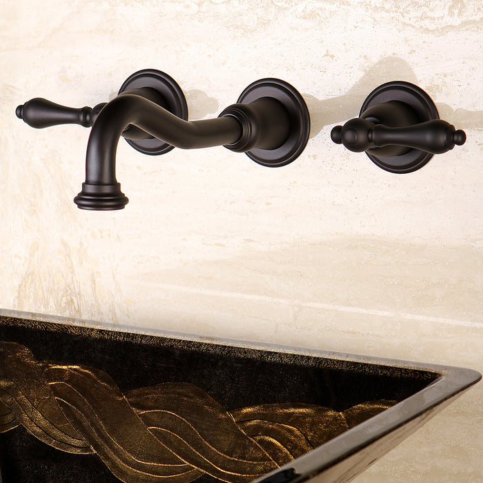 Vintage KS3125AL Double-Handle 3-Hole Wall Mount Bathroom Faucet, Oil Rubbed Bronze