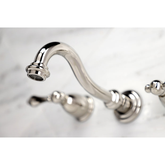 Vintage KS3126AL Double-Handle 3-Hole Wall Mount Bathroom Faucet, Polished Nickel