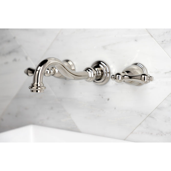 Vintage KS3126AL Double-Handle 3-Hole Wall Mount Bathroom Faucet, Polished Nickel