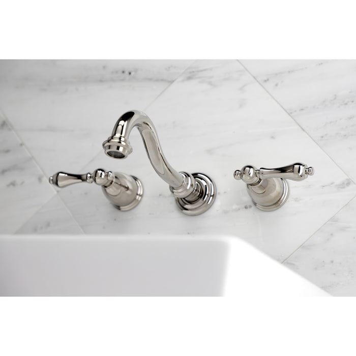 Vintage KS3126AL Double-Handle 3-Hole Wall Mount Bathroom Faucet, Polished Nickel