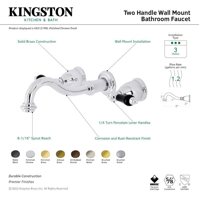 Duchess KS3127PKL Double-Handle 3-Hole Wall Mount Bathroom Faucet, Brushed Brass