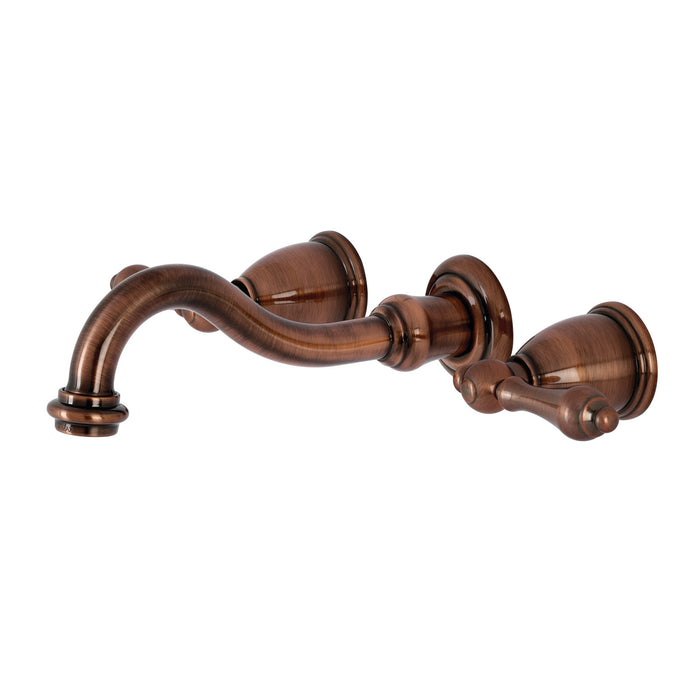 Vintage KS312ALAC Double-Handle 3-Hole Wall Mount Bathroom Faucet, Antique Copper