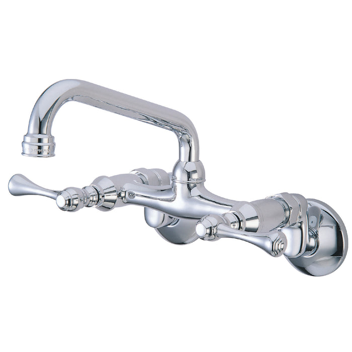 Kingston KS313C Two-Handle 2-Hole Wall Mount Kitchen Faucet, Polished Chrome