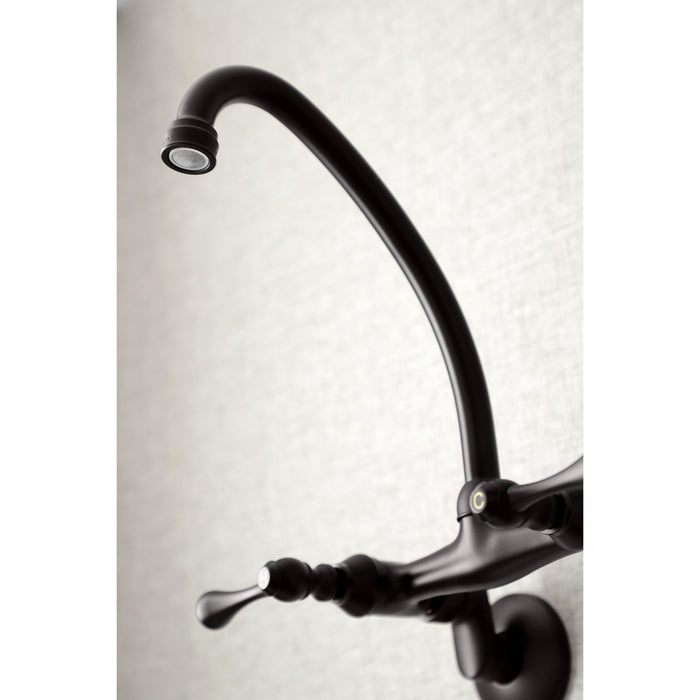 Kingston KS314ORB Two-Handle 2-Hole Wall Mount Kitchen Faucet, Oil Rubbed Bronze