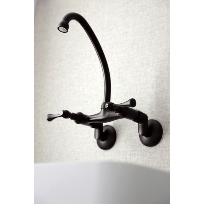 Kingston KS314ORB Two-Handle 2-Hole Wall Mount Kitchen Faucet, Oil Rubbed Bronze