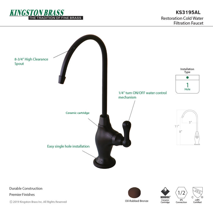 Restoration KS3195AL Single-Handle 1-Hole Deck Mount Water Filtration Faucet, Oil Rubbed Bronze