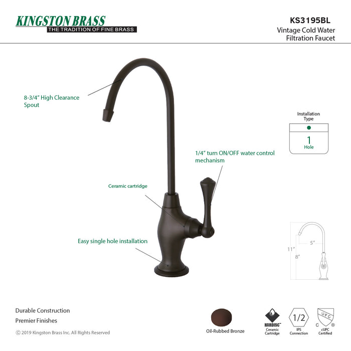 Vintage KS3195BL Single-Handle 1-Hole Deck Mount Water Filtration Faucet, Oil Rubbed Bronze