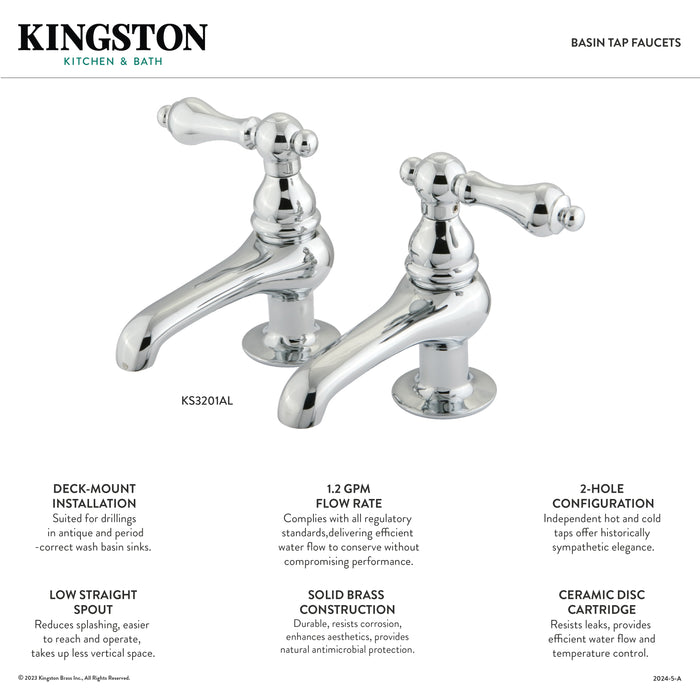 Restoration KS3202AX Two-Handle Deck Mount Basin Tap Faucet, Polished Brass