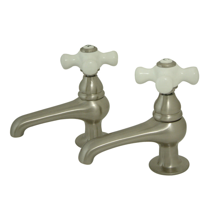 Restoration KS3208PX Two-Handle Deck Mount Basin Tap Faucet, Brushed Nickel