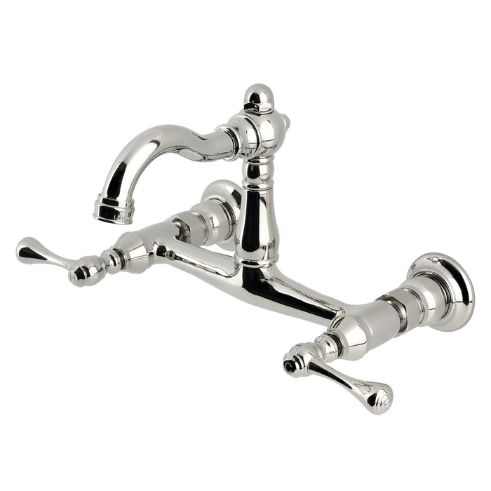 Vintage KS3256BL Two-Handle 2-Hole Wall Mount Kitchen Faucet, Polished Nickel