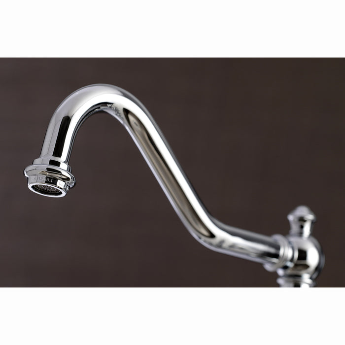 Restoration KS3271PLBS Two-Handle 4-Hole Deck Mount Bridge Kitchen Faucet with Brass Side Sprayer, Polished Chrome