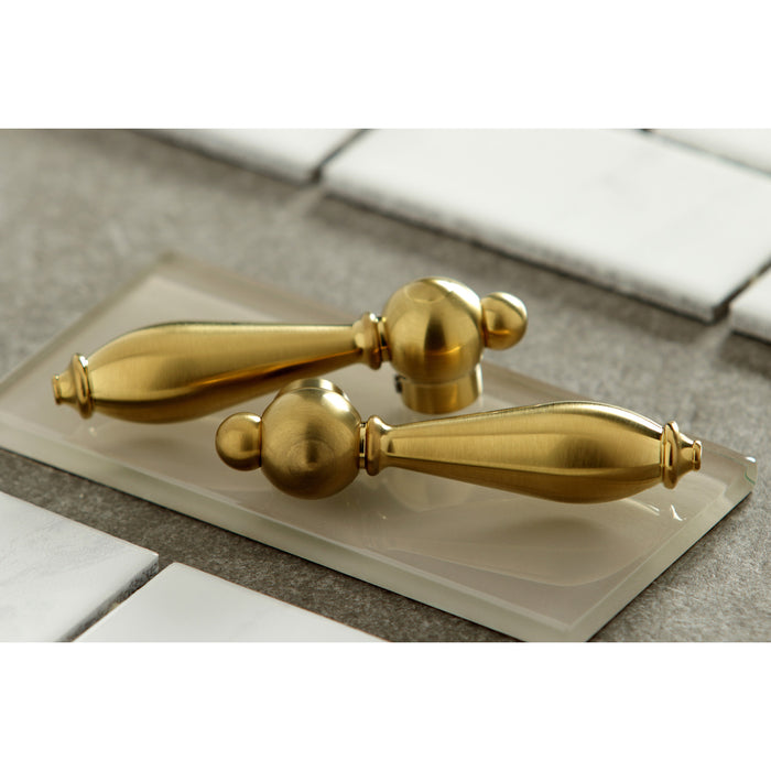 Restoration KS3277ALBS Two-Handle 4-Hole Deck Mount Bridge Kitchen Faucet with Brass Side Sprayer, Brushed Brass