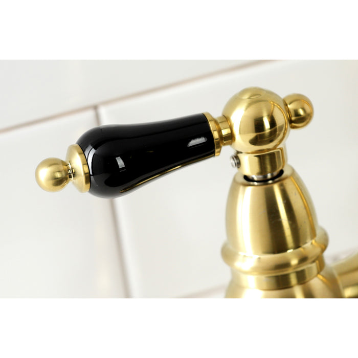 Duchess KS3277PKLBS Two-Handle 4-Hole Deck Mount Bridge Kitchen Faucet with Brass Side Sprayer, Brushed Brass