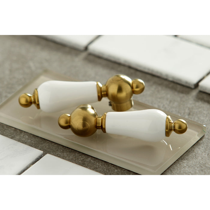 Restoration KS3277PLBS Two-Handle 4-Hole Deck Mount Bridge Kitchen Faucet with Brass Side Sprayer, Brushed Brass