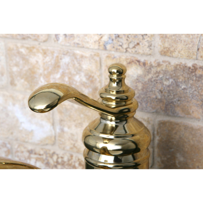 Templeton KS3402TL One-Handle 1-Hole Bathroom Faucet with Deck Plate and Push Pop-Up Drain, Polished Brass