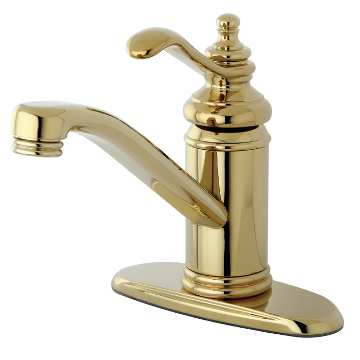 Templeton KS3402TL One-Handle 1-Hole Bathroom Faucet with Deck Plate and Push Pop-Up Drain, Polished Brass