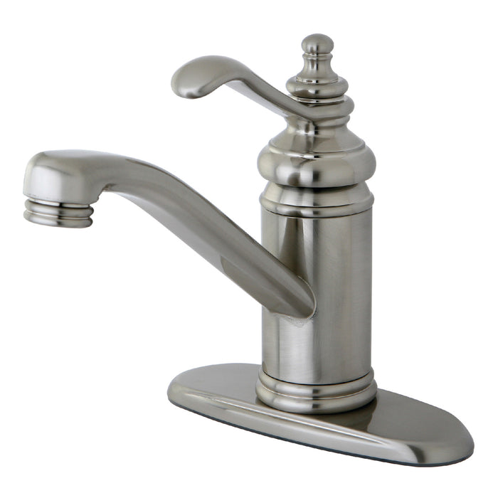 Templeton KS3408TL One-Handle 1-Hole Bathroom Faucet with Deck Plate and Push Pop-Up Drain, Brushed Nickel