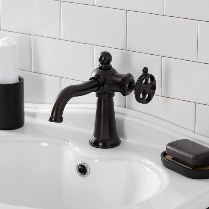 Webb KS3545RKX One-Handle 1-Hole Bathroom Faucet with Knurled Handle and Push Pop-Up Drain, Oil Rubbed Bronze