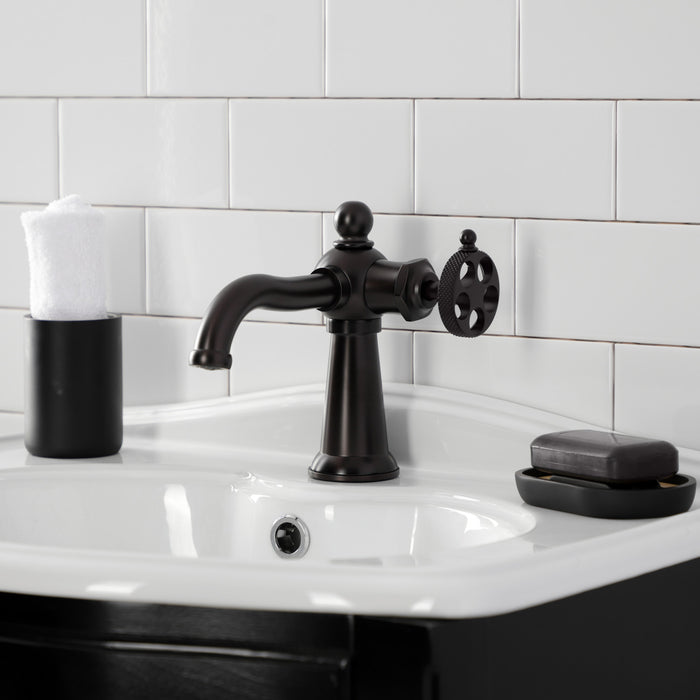 Webb KS3545RKX One-Handle 1-Hole Bathroom Faucet with Knurled Handle and Push Pop-Up Drain, Oil Rubbed Bronze