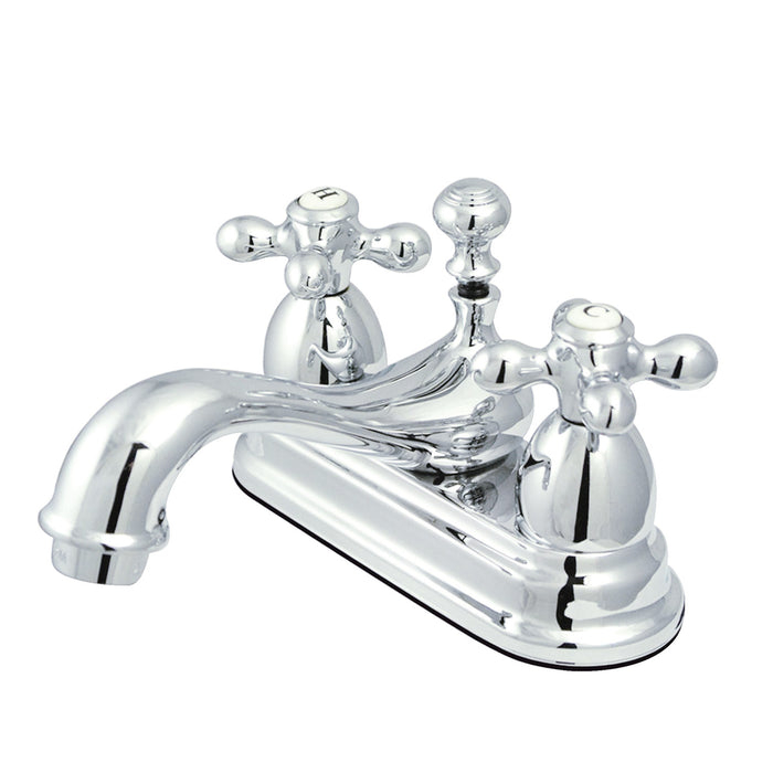 Restoration KS3601AX Double-Handle 3-Hole Deck Mount 4-Inch Centerset Bathroom Faucet with Brass Pop-Up, Polished Chrome