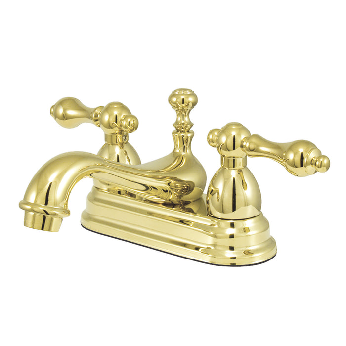 Restoration KS3602AL Double-Handle 3-Hole Deck Mount 4-Inch Centerset Bathroom Faucet with Brass Pop-Up, Polished Brass