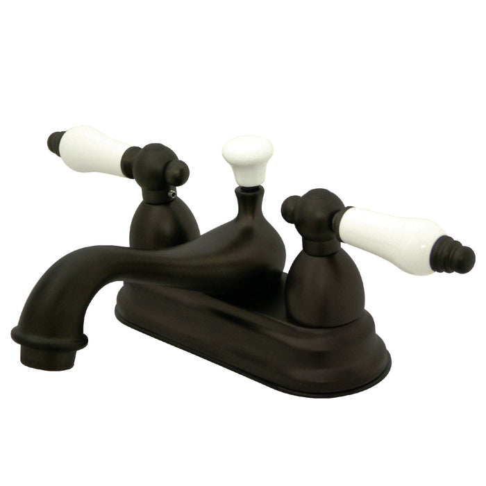 Restoration KS3605PL Double-Handle 3-Hole Deck Mount 4-Inch Centerset Bathroom Faucet with Brass Pop-Up, Oil Rubbed Bronze