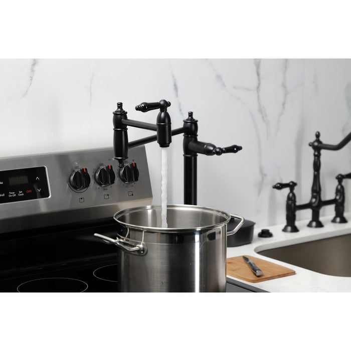 Duchess KS3700PKL Single-Hole Deck Mount Pot Filler, Matte Black