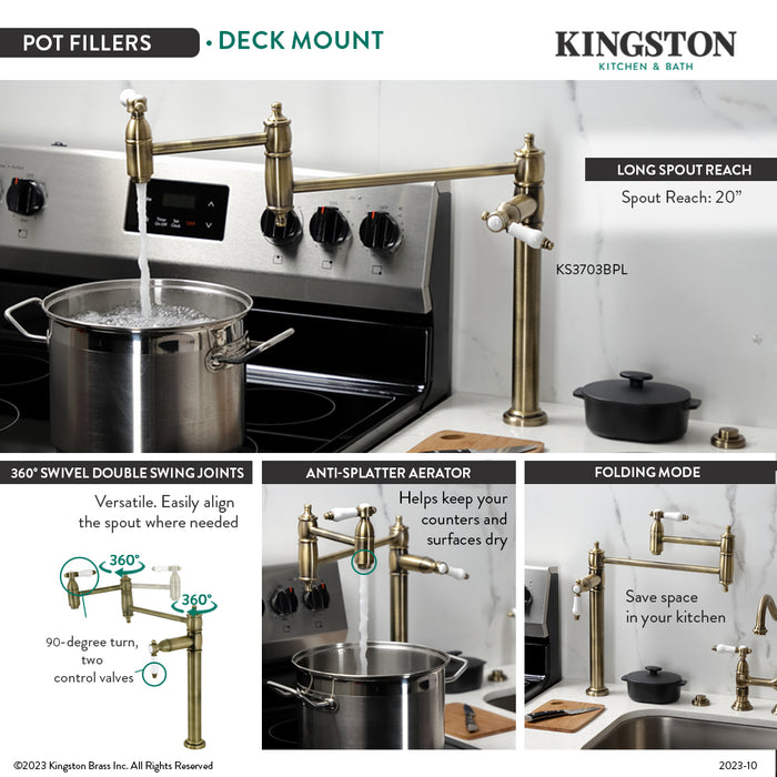 Bel-Air KS3703BPL Single-Hole Deck Mount Pot Filler, Antique Brass