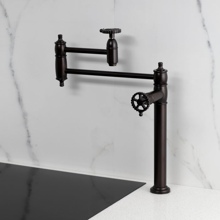 Fuller KS3705CG Two-Handle Deck Mount Pot Filler, Oil Rubbed Bronze