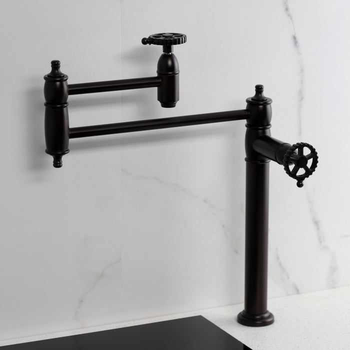 Fuller KS3705CG Two-Handle Deck Mount Pot Filler, Oil Rubbed Bronze