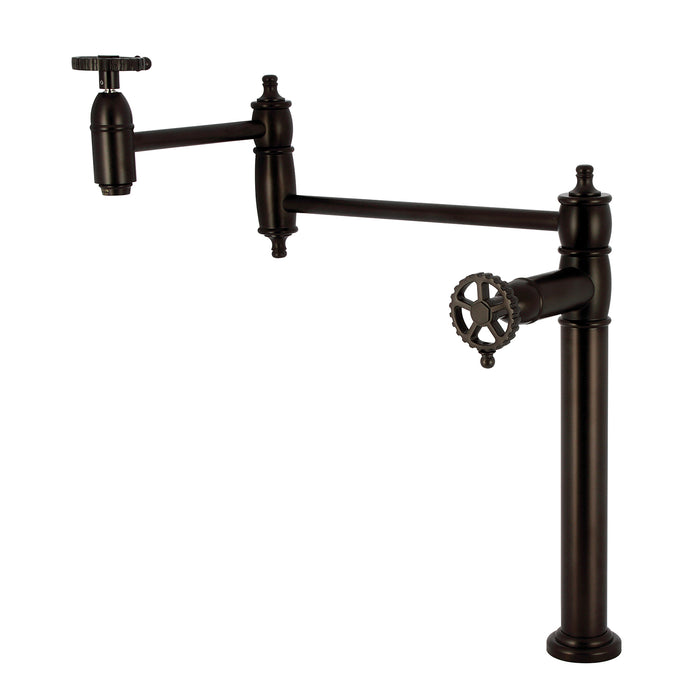 Fuller KS3705CG Two-Handle Deck Mount Pot Filler, Oil Rubbed Bronze