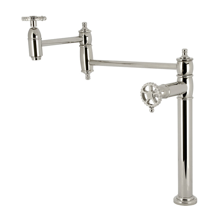 Fuller KS3706CG Two-Handle Deck Mount Pot Filler, Polished Nickel