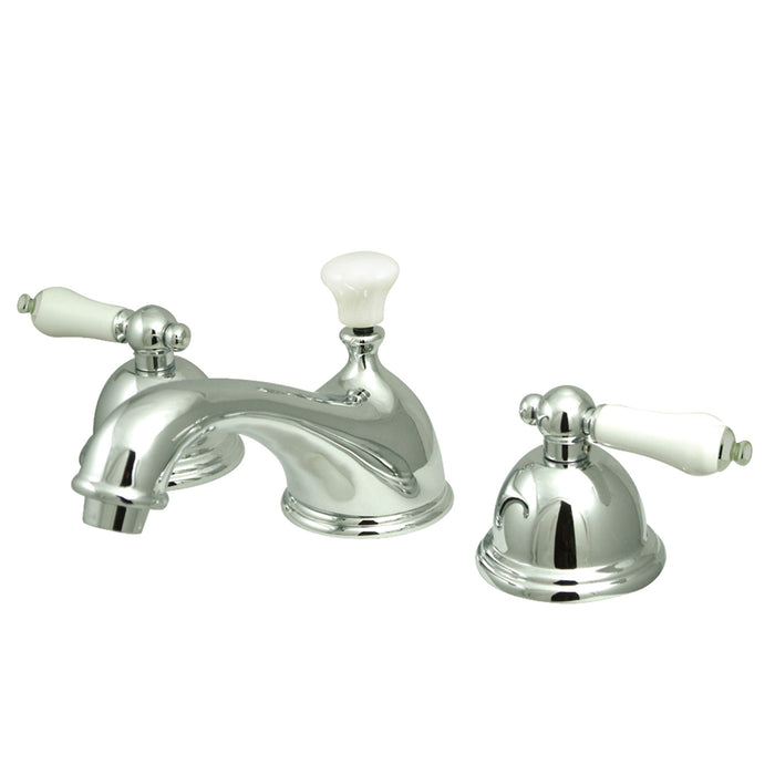 Restoration KS3961PL Two-Handle 3-Hole Deck Mount Widespread Bathroom Faucet with Brass Pop-Up Drain, Polished Chrome