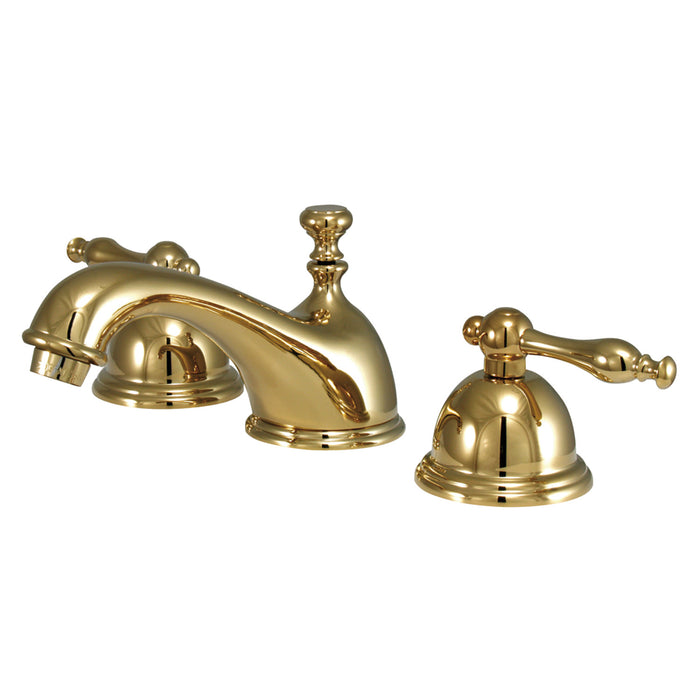 Naples KS3962NL Two-Handle 3-Hole Deck Mount Widespread Bathroom Faucet with Brass Pop-Up Drain, Polished Brass