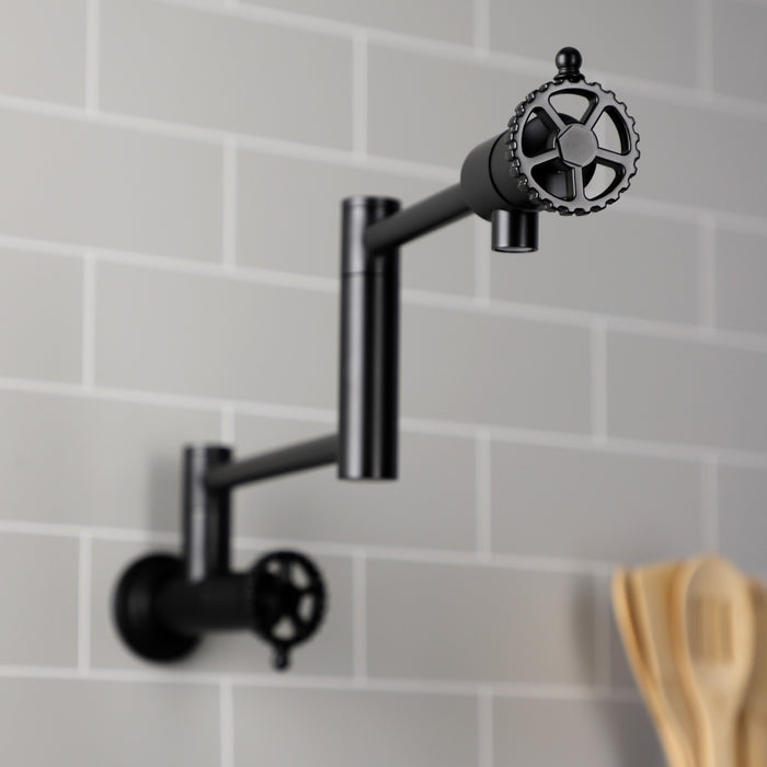 Fuller KS4100CG Two-Handle Wall Mount Pot Filler, Matte Black