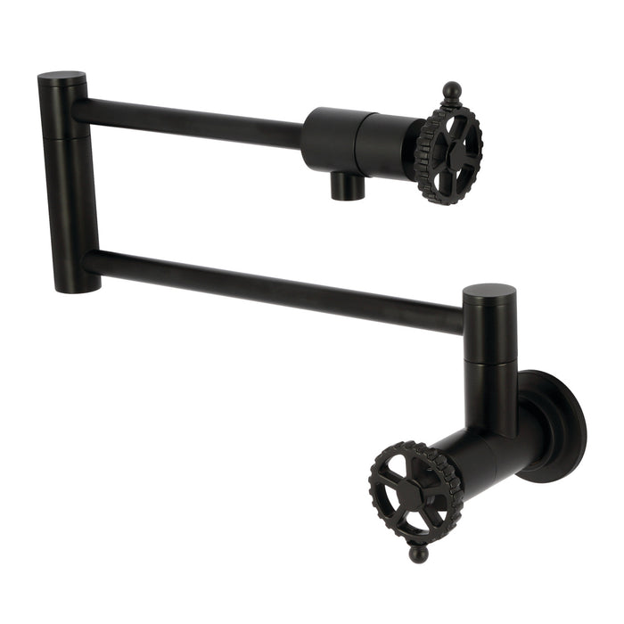 Fuller KS4100CG Two-Handle Wall Mount Pot Filler, Matte Black