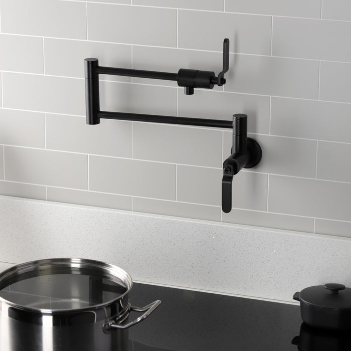 Whitaker KS4100KL Two-Handle Wall Mount Pot Filler, Matte Black